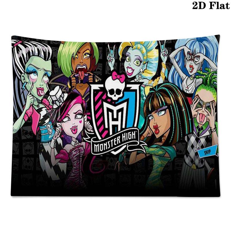 Anime Monster High Wall Tapestry Aesthetic Wall Hanging Printed Fabric Blanket Decorative Tapestries for Bedroom Living Room Home Decor