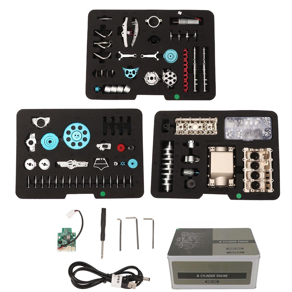 Комплект двигателя 4 цилиндра полностью металлический DIY собранная модель электрический двигатель 4 цилиндра механический автомобиль