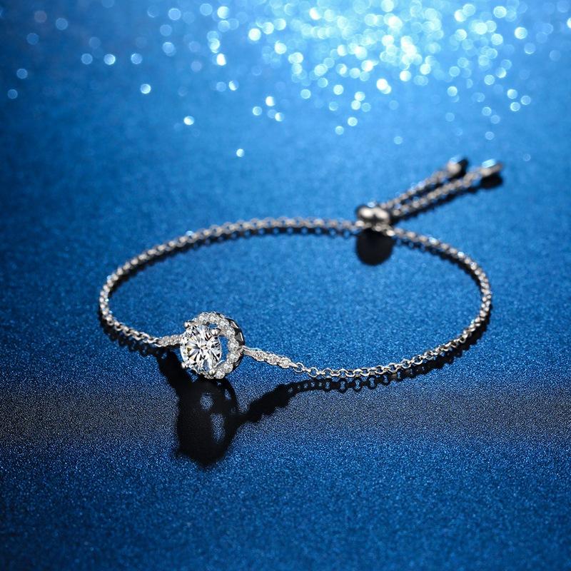 Браслет из стерлингового серебра 925 пробы с полной небесной звездой D-цвета, муассанитовый браслет, женский Instagram, маленький дизайн, 1 карат с муассанитом и бриллиантом