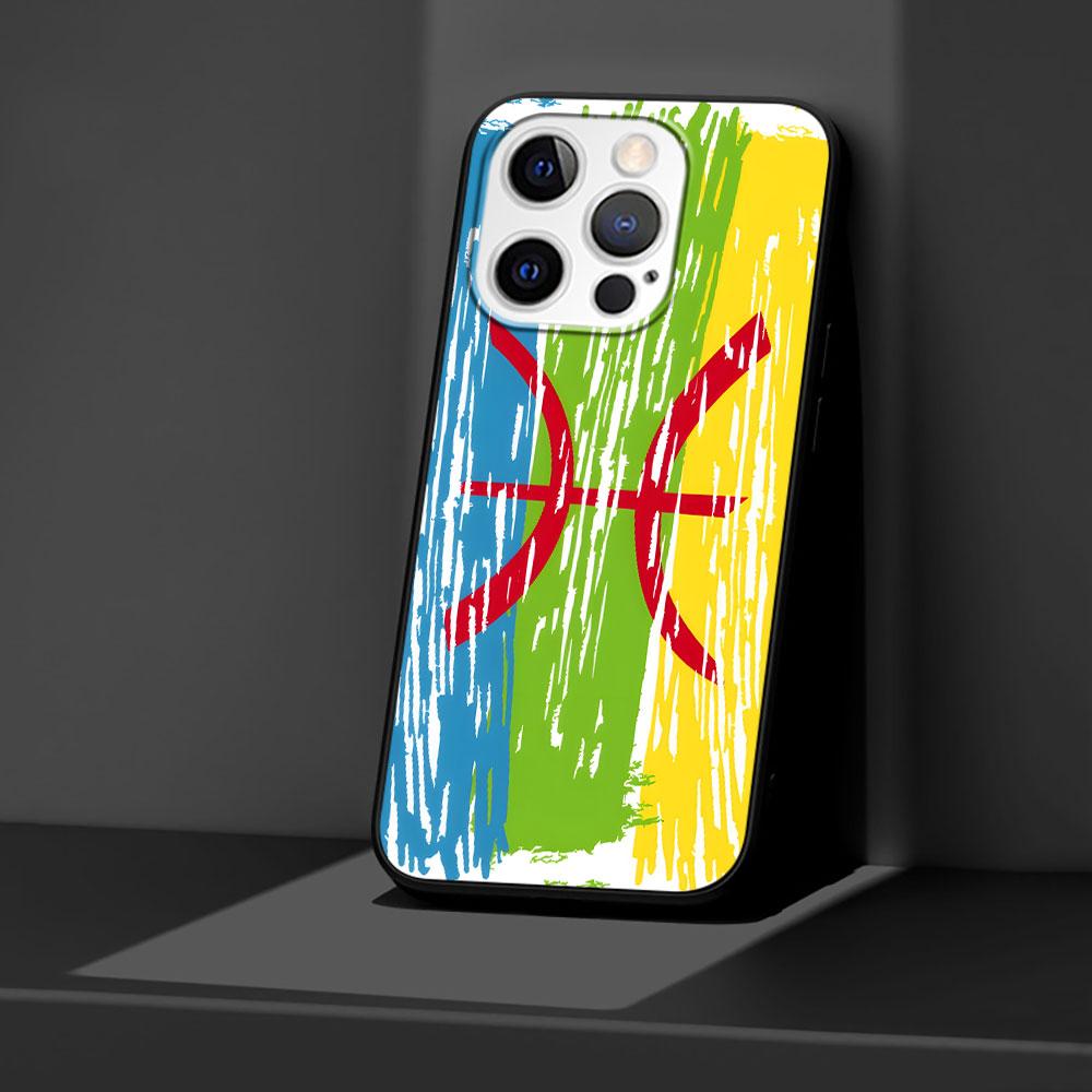 Flag Amazigh Berber Case for Apple iPhone 14 11 7 SE 2020 8 X XS 13 12 Mini XR 15 Pro Max Silicone Black Soft Phone Cover