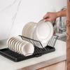 Foldable Dish Drying Rack With Drip Tray Adjustable Kitchen Plates Bowl Drying Rack Countertop Chopstick Fork Storage Shelf