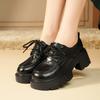Кожаные туфли на плоской подошве для женщин Huizhou, виноградные, такие же, маленькие кожаные туфли, черные, со шнуровкой, осенне-зимние, новые туфли на платформе