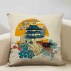 Japan Mount Fuji Ukiyo-e Retro Cushion Cover Sofa Pillowcase Home Decor Pillow Case 45x45cm Linen Home Textile Products