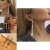 Elegant Geometric Alloy Long Earrings With Faux Pearl For Women Fashion