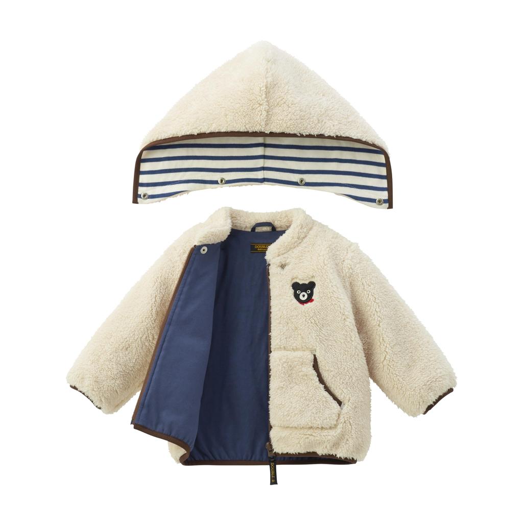 Boa Cold Going to Ivory [MIKI HOUSE] Джемпер, Верхняя одежда, Флис, Защита, Застежка-молния, Медведь, Однотонный, Простой, Мальчики, Девочки, Младенцы, Дети, Детский