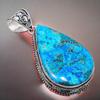 Tibetan Turquoise Gemstone Handmade 925 Sterling Silver Jewelry Pendant 2.17" AH-805