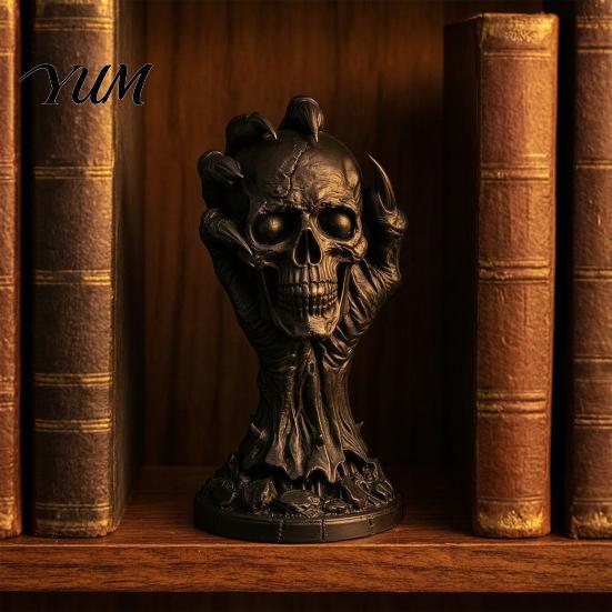 Уникальные подарки на Хэллоуин, 3D-печатная фигурка черепа и руки дьявола, Реалистичная держащая загадочные домашние акценты статуэтка, Готический настольный орнамент для