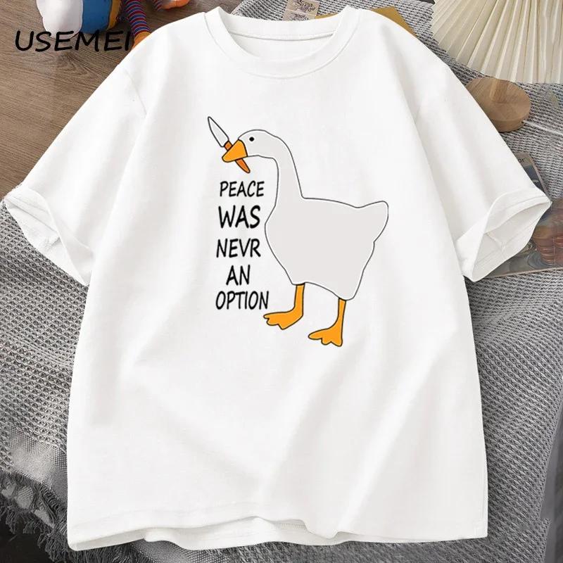 Футболки Goose Peace Was Never An Option для мужчин и женщин, летние, хлопковые, модные, для отдыха, крутые, мужская одежда, футболка с коротким рукавом