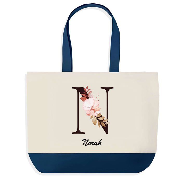 Sac shopping - PLANETEE - Norah - Bleu - Coton - 40 x 45 cm