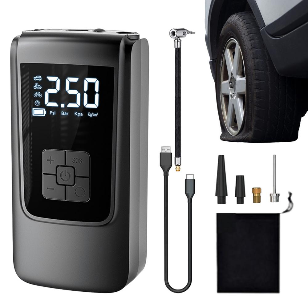 Воздушный компрессор для автомобиля, электрический портативный интеллектуальный воздушный насос с длительным сроком службы батареи, шинный насос, воздушный компрессор со светодиодной подсветкой для