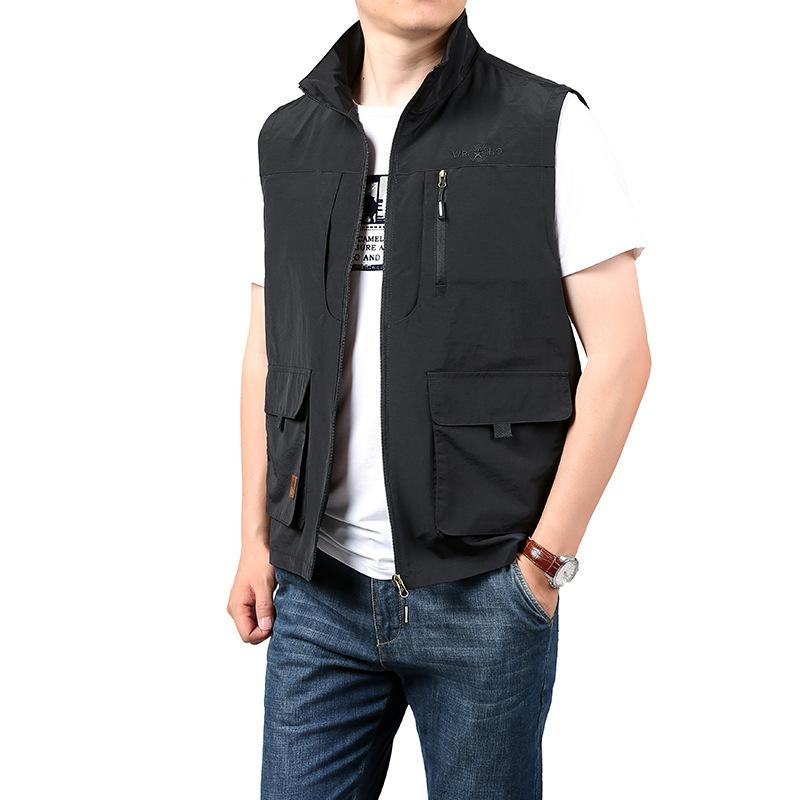 Жилет мужской Four Seasons, тонкий, без рукавов, с воротником-стойкой, с несколькими карманами, быстросохнущий, большой размер