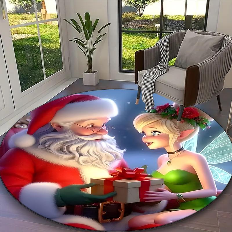 1pc Digital Printed Chair Rug for Home Office Use, Pooh Bear And Friends Good Night Floral Carpet Appropriate for All Seasons, Soft Round Carpet
