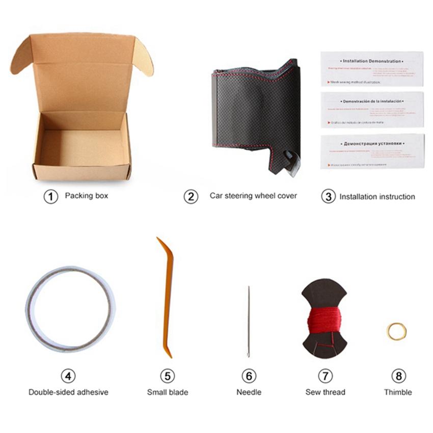 Hand-stitched Steering Wheel Cover Black Leather Car Steering Wheel Cover For Mazda CX-3 CX3 CX-5 CX5 2017