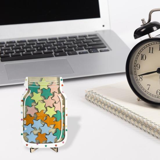 Деревянная банка для наград с 25 цветными звездами. Подставка для детей и студентов. Достижение позитивного поведения.