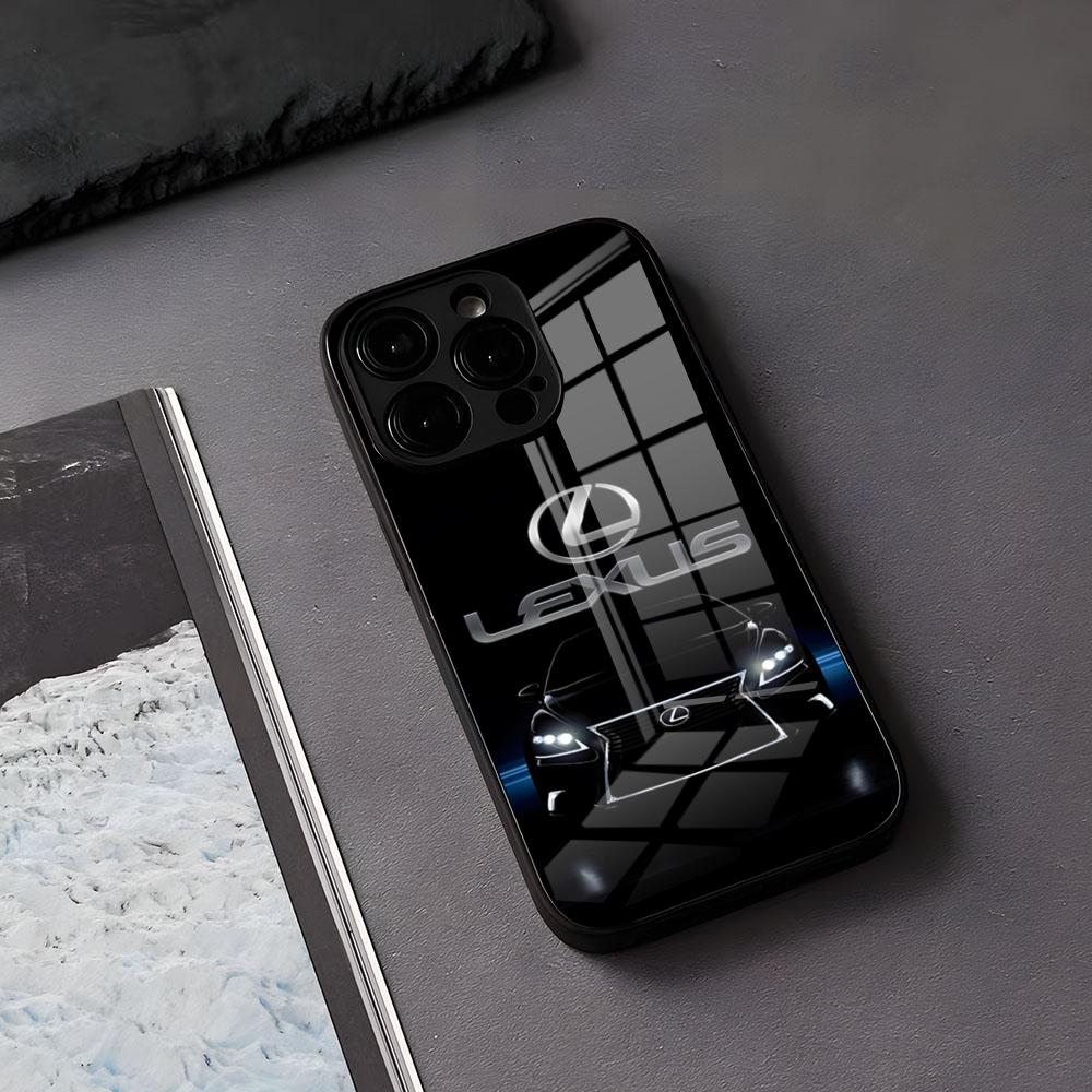 Luxury L-Lexus-S Phone Case For IPhone 17 Air 16 E Pro Max 15 14 13 Mini 12 Pro 11 Max Plus Black Glass CoverKZ1