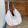 Versatile Zipper Handbag Trendy Large Capacity Shoulder Bag Purple Polka Dot Tote Bag  For Women