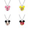 Vintage Mickey Minnie Cartoon Style Necklace With Retro Gemstone Pendant For Unique Fashion