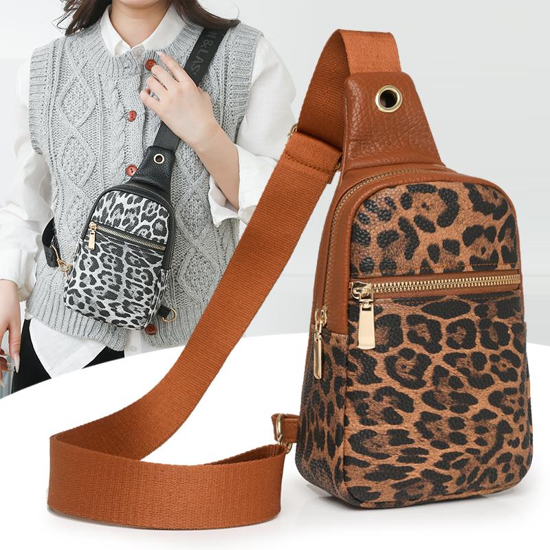 Нагрудная сумка с леопардовым принтом, женская сумка через плечо, контрастная по цвету сумка для мобильного телефона на плечо, маленькая сумка