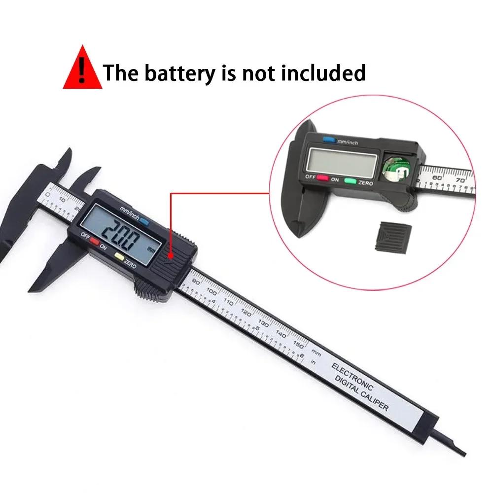 Black Digital Ruler 150mm Electronic Digital Caliper Carbon Fiber Dial Vernier Caliper Gauge Micrometer Measuring Tool