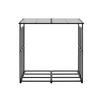 Firewood Rack with Sloped Roof, 143cm Outdoor Firewood Holder, 1/4 Cord Log Storage Shed, 299kg Max Weight Capacity, Powder-Coated Metal Wood Storage
