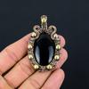 Черный оникс Драгоценный камень Чистая медная проволока Обернутая ювелирная подвеска ручной работы