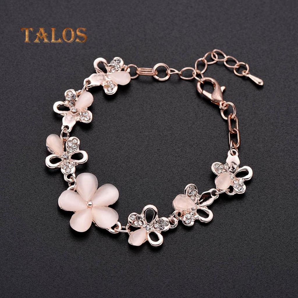 Fashion Flower Chain Crystal Stone Wrist Decor Women Jewelry Bracelet Bangle Beauty