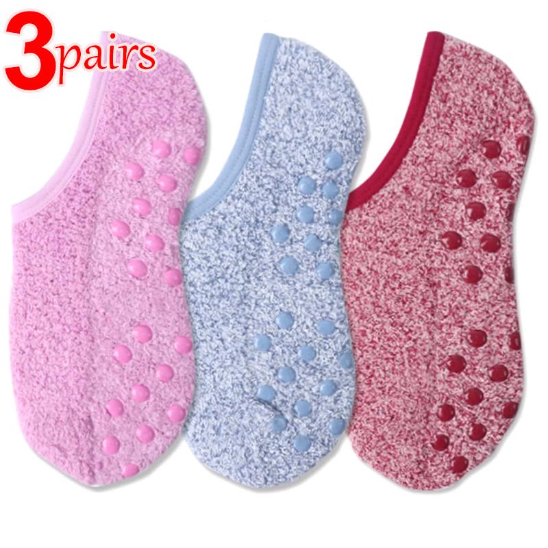 1/3 пары мягких носков из кораллового флиса, женские утолщенные плюшевые зимние теплые тапочки, короткие носки для сна, невидимые носки-лодочки