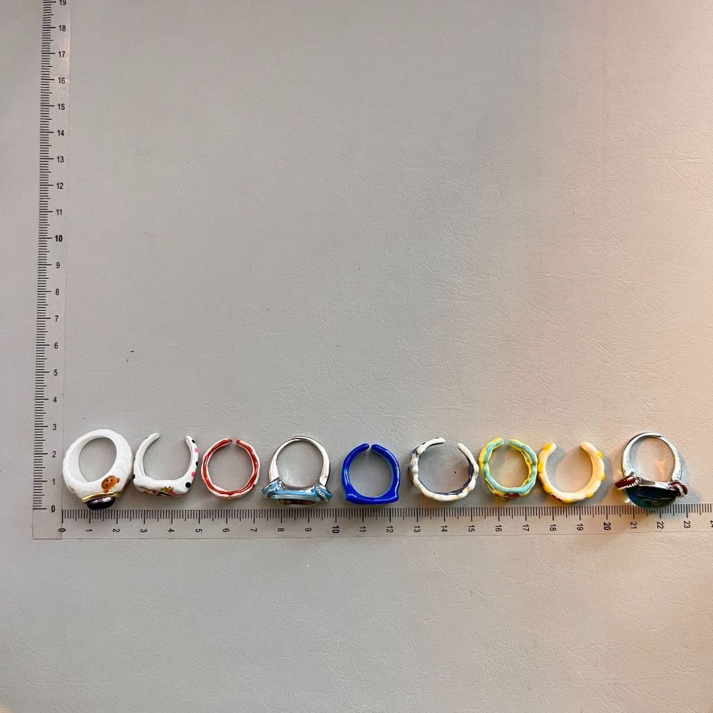 Open Ring Painting Ring Dripping Oil Irregular Enamel Ring Vintage Cartoon Bear Ring  Friend