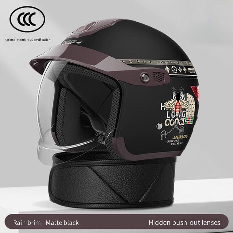 Men Electric Motorcycle Helmet Anti‑fog Warm Windproof Four‑Season Universal Safety Riding Helmet for E‑bike Scooter