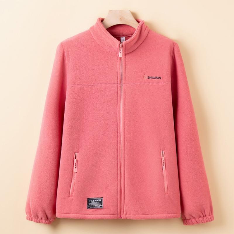 Новая флисовая куртка мамы, весенне-осенний флис, утолщенный теплый кардиган, топ для женщин среднего и пожилого возраста