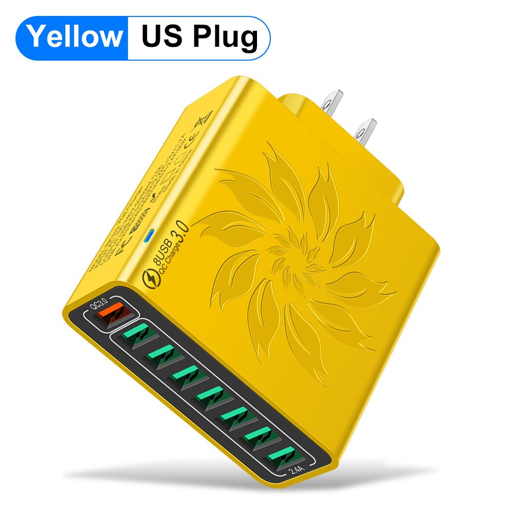 Total 65W 8 In 1 USB Phone Charger Wall Adapter For iPhone 15 14 Pro Max Xiaomi Samsung Phone Charger