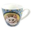 [M3398] - Porcelain Mug 'Cat Princess' Blue - 9x9 Cm