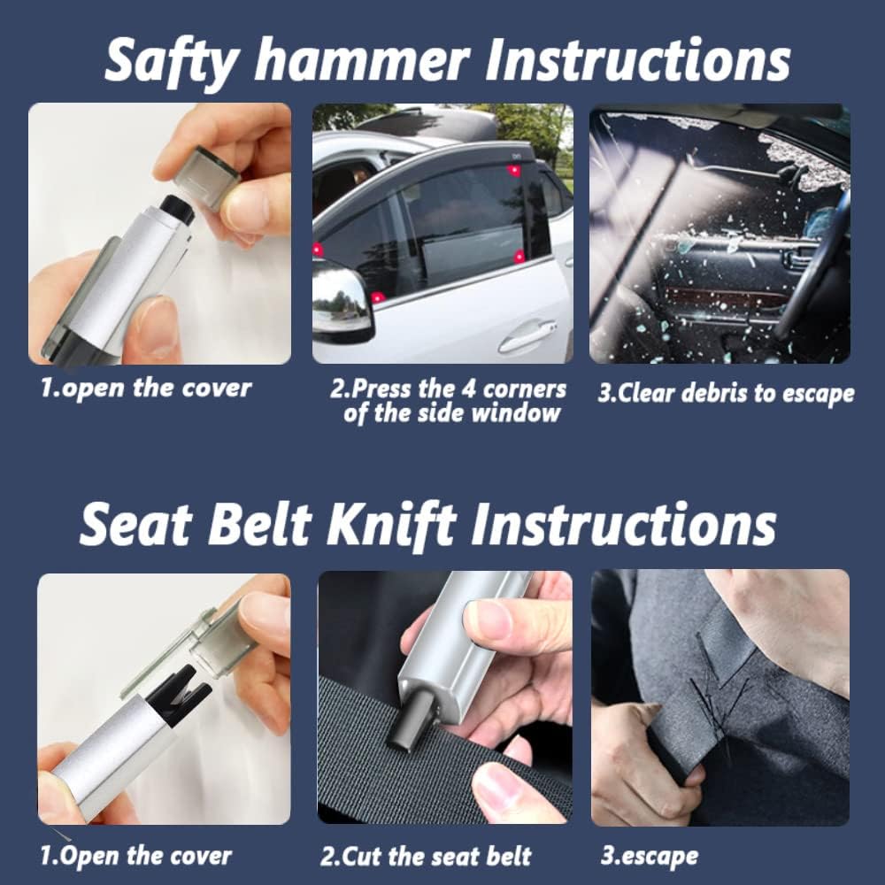 Аварийный молоток для безопасности автомобиля 2 в 1 с резаком для ремня Портативный оконный выключатель Головка автомобиля из вольфрамовой стали Аварийный инструмент для стеклянных окон автомобиля