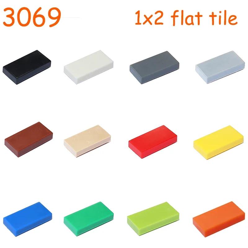 400 ШТ. Плоская плитка 1x2 3069 30070 Кирпичики 1*2 Части для сборки MOC Гладкие строительные блоки DIY Образовательная творческая игрушка