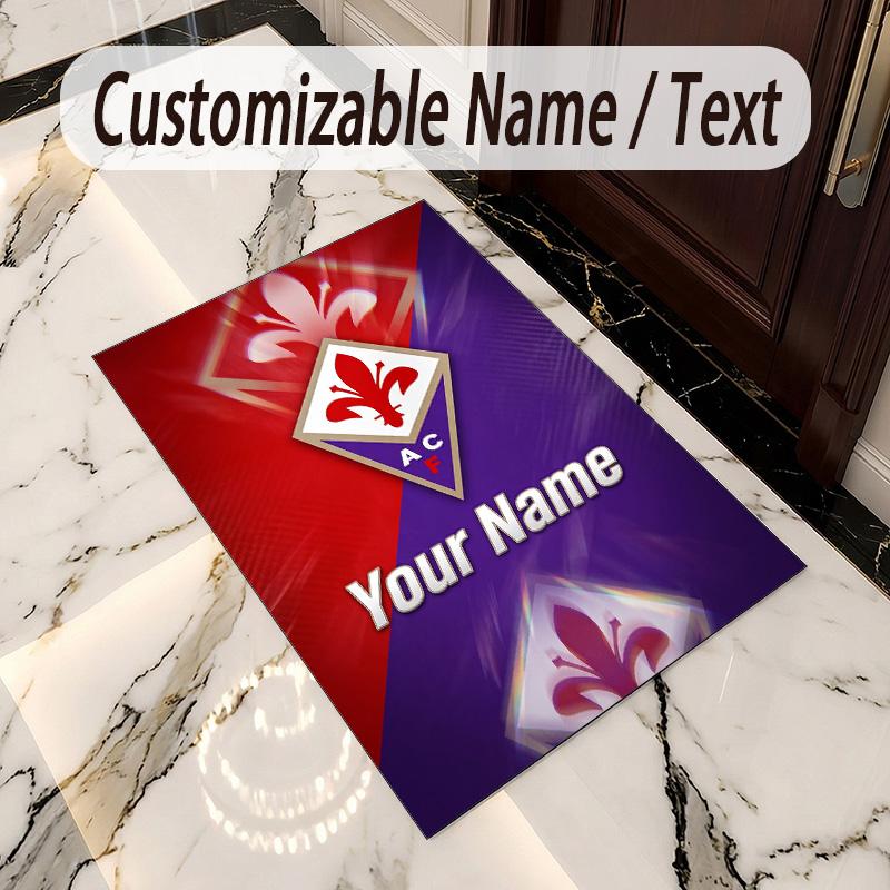Crystal Velvet Rug Fiorentina FC Print Custom Name Text Floor Mat Home Decor