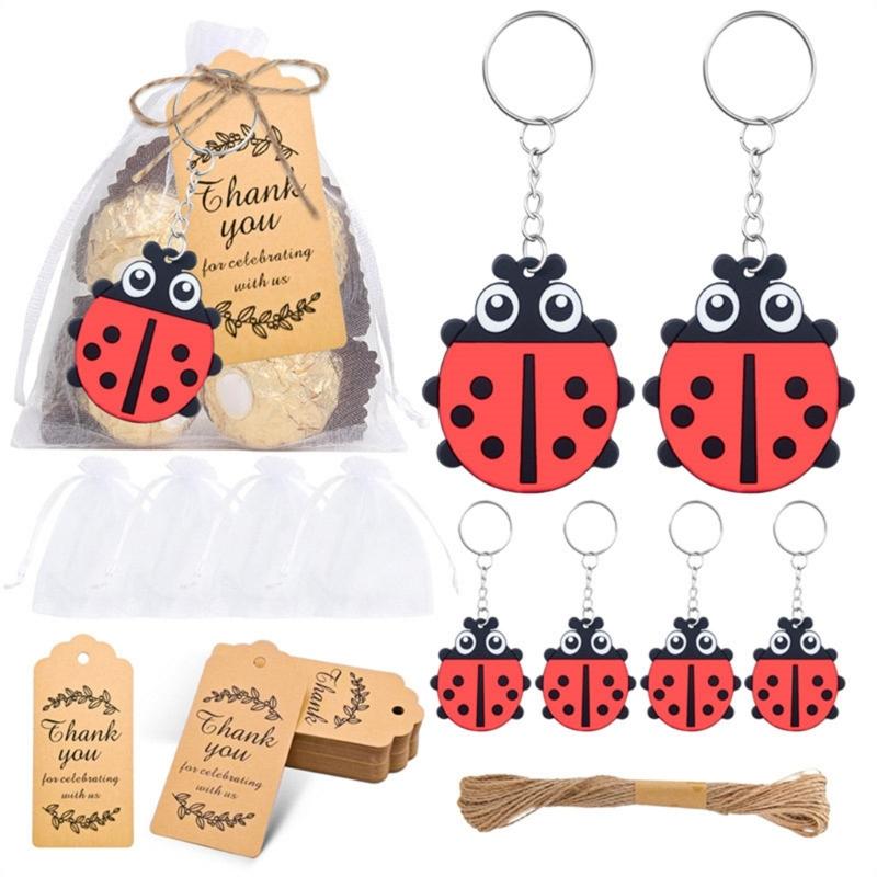 Durable PVC Metal Ladybugs Keychains Set 20PCS Ideal Party Supplies For Guests Creative Homes School Decorations