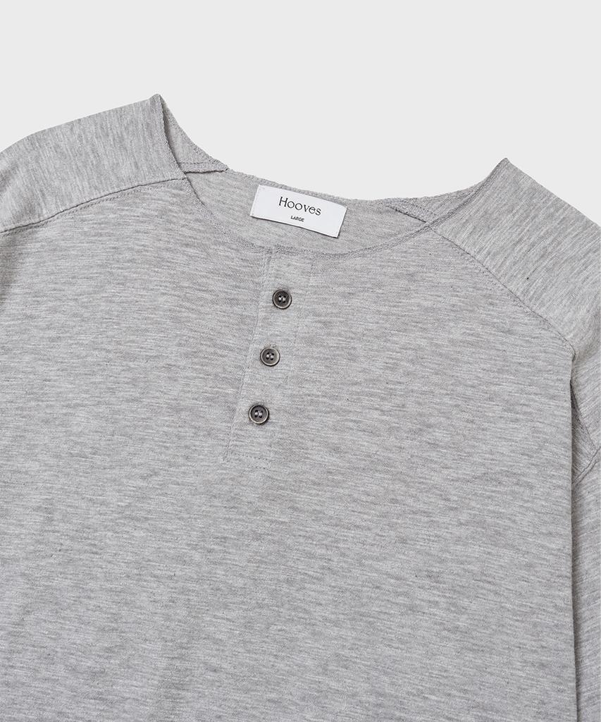 HOOVES Vtg Interlock Henley Neck Long Sleeve [Gray]