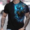 Men's T-shirt with 3D Animal Graphics T-shirts Everyday T-shirts with Round Neckline  Short 6XL