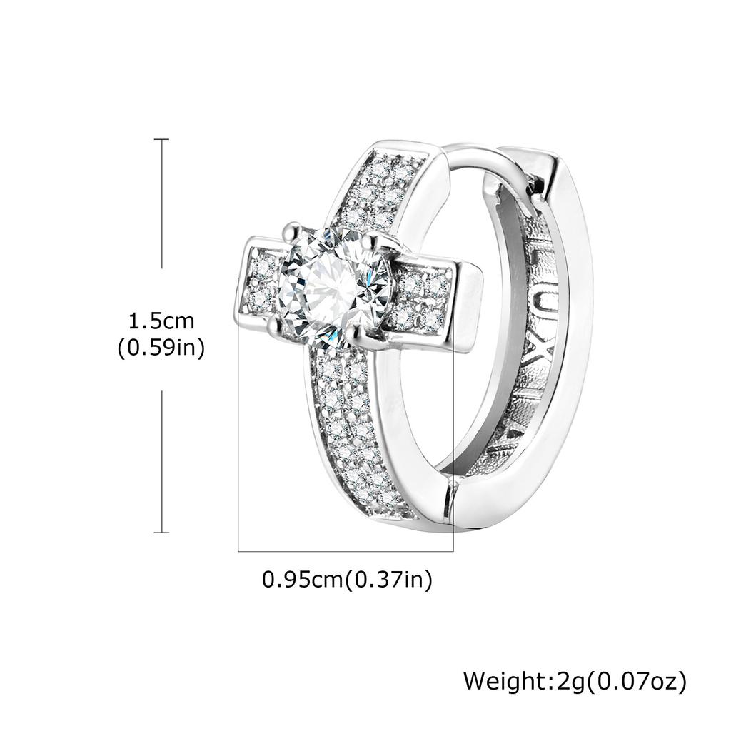 Cross Hoop Earrings for Men Boys,Hip Hop Big Zircon Huggies Earrings,Cool Rap Trendy Jewelry Gifts
