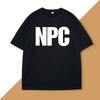 Футболка с мемом про NPC Смешная игровая футболка Хлопковая с коротким рукавом Шуточная футболка Модная с круглым вырезом Графические футболки Уличная одежда Топы