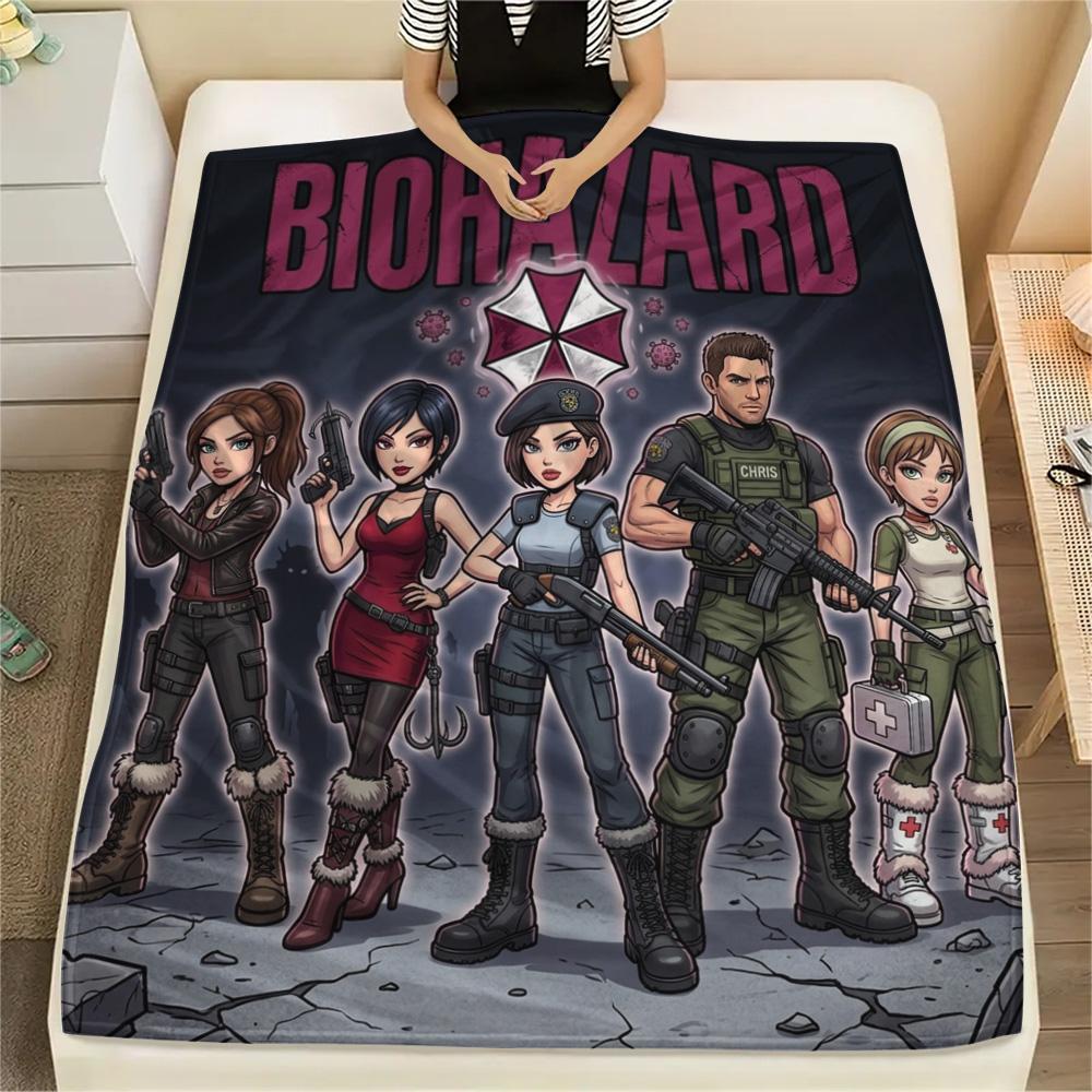 1PC Resident Evil Patterned Flannel Blanket Suitable For All Seasons For Home Decor Warmth And Comfort Gifts Holiday Present