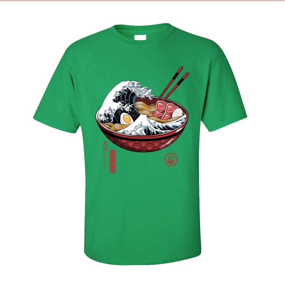 Печать Great Ramen Wave Белые Топы Футболка для Мужчин Классический Японский Стиль Круглый Вырез 100% Хлопок Короткий Рукав Футболка Лапша Топы