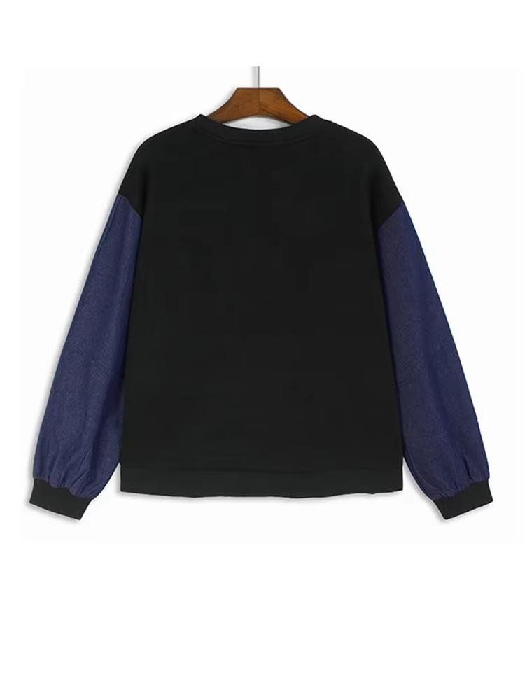 Xitao Свободный женский свитер в горошек из денима в стиле пэчворк GJ1116