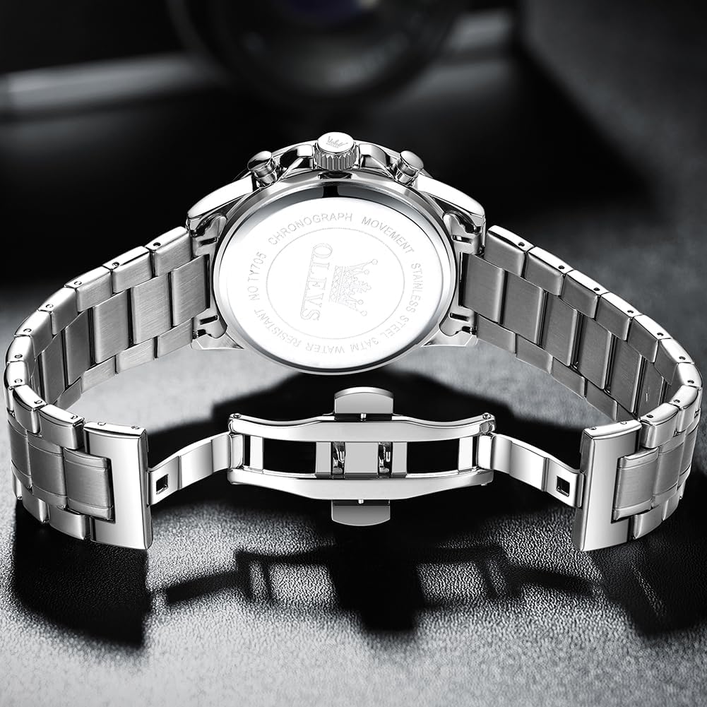 OLEVS кварцевые часы стильные многофункциональные часы из нержавеющей стали водонепроницаемые светящиеся часы с датой аналоговые модные студенческие часы для мужчин черные