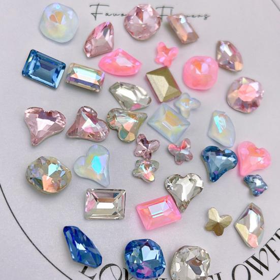 25Pcs Nail Crystal Creative Butterfly Love Heart Decorations Square Faux 3D Charms DIY Nail Art