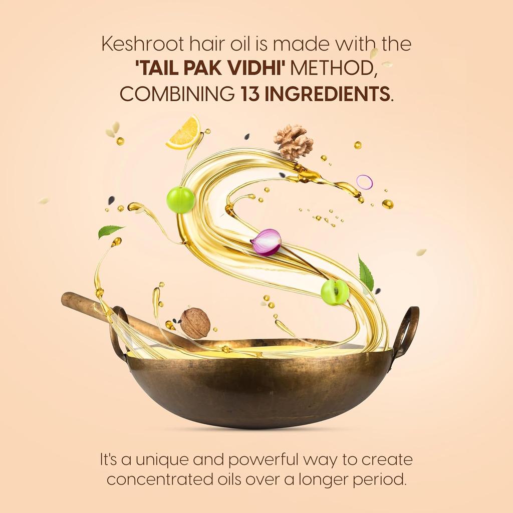 Keshroot Аюрведическое масло для волос 100 мл | Масло для контроля роста и выпадения волос | Для мужчин и женщин | 13 натуральных ингредиентов с кунжутным маслом,