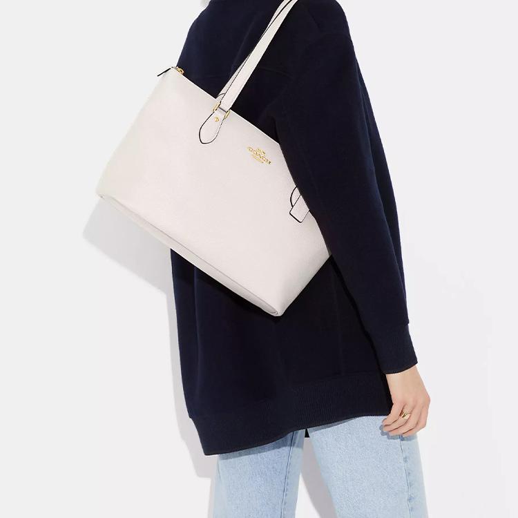 Coach Gallery 37 Metal Logo Top Zip Tote Bag Women tote bags White CV402-IMCHK