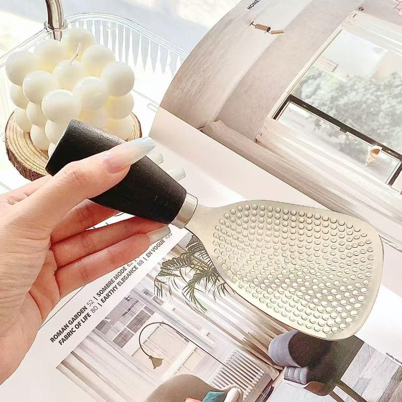 Набор из 1 штуки Нержавеющая сталь Антипригарная ложка для риса Высокотемпературная Жаростойкая Защита от ожогов Кулинарный Кухонный гаджет Прочный