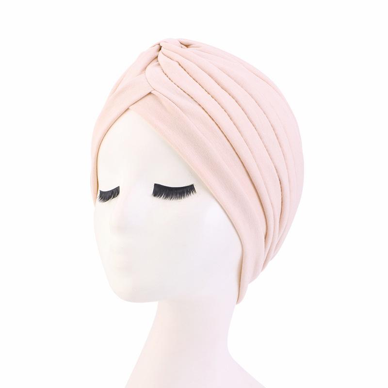 Indian Muslim Women Turban Jersey Hijab Bonnet Pleated Cap Hair Loss Hat Islamic Under Scarf Head Wrap Chemo Caps Beanies Cover