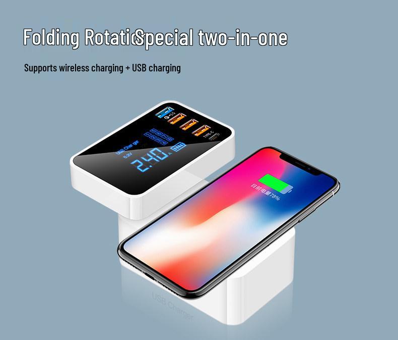 Многопортовое USB-зарядное устройство с быстрой зарядкой PD, цифровым дисплеем, 8 портами и несколькими интерфейсами